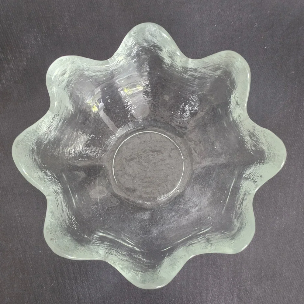 Blenko‎ 6143L Lotus Serving Bowl Set w 8 Matching 6143S Bowls in Crystal